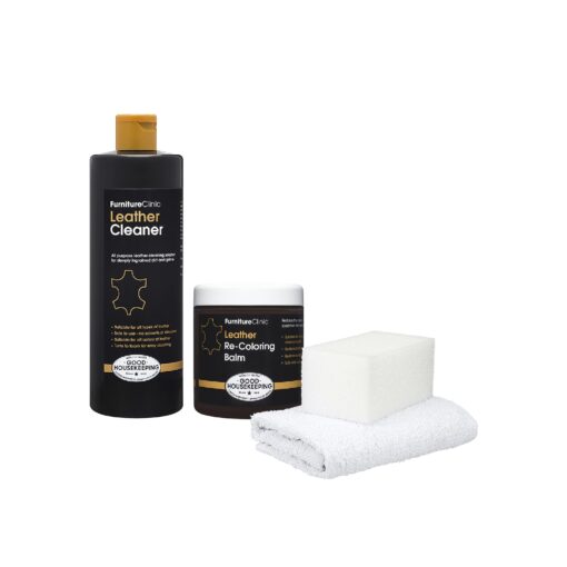 Furniture Clinic Leather Easy Restoration Kit | Includes Leather Recoloring Balm & Leather Cleaner, Sponge & Cloth | Restore & Repair Sofas, Car Seats & More (Ivory) Ivory