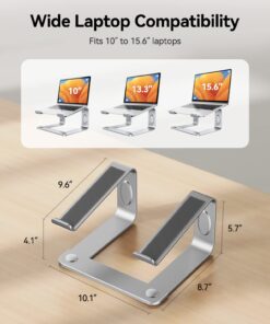 LORYERGO Laptop Stand, Ergonomic Computer Stand Laptop Riser for Desk, Laptop Stand Desk Holder Compatible with Most 10-15.6” Laptops, Silver A-Silver 24 61Mh7wc9ZJL