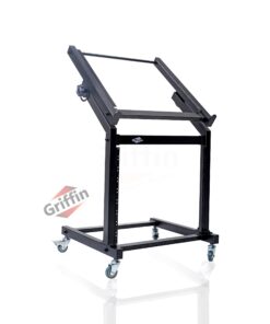 Rack Mount Rolling Stand & Adjustable Mixer Platform Rails by GRIFFIN | 19U Cart Holder for Music Studio Booth Pro Audio Recording Cabinet | Stage Equipment DJ Gear Storage Case for Amplifier, Effects