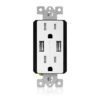 TOPGREENER High Speed USB Charger Outlet, USB Wall Charger, Electrical Outlet with USB, 15A TR Receptacle, Decorator Wall Plate, UL Listed, TU2154A, White 2 Port 1 15 61MjbcgjcKS
