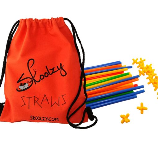 Skoolzy STEM Toys Connecting Straws Building 200 Piece Kit - Tinker Toys Fine Motor Skills Interlocking Engineering Builder Set Preschool Activity Building Toys Ages 3+ Includes Bag and eBook Straw Structures