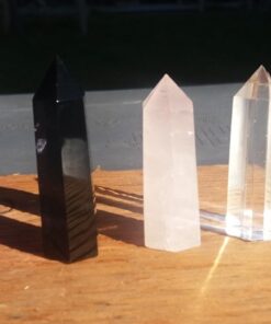 Healing Crystal Wands,2" Amethyst Crystal, Rose Quartz,Clear Quartz and Black Obsidian£¬6 Faceted Reiki Chakra Stones 4 pcs Pink,clear Quartz,black Obsidian,amethyst 2" Tall 48 61Mpx7mznL