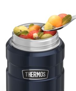THERMOS Stainless King Vacuum-Insulated Food Jar with Spoon, 16 Ounce, Midnight Blue Red 34 61MuCQUNuQL