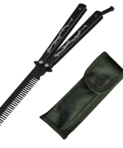 Funtuan Dragon Totem Stainless Steel Practice Butterfly Knife Trainer and Comb Knife Trainer (Black) 30 61Mx3Ff8CDL