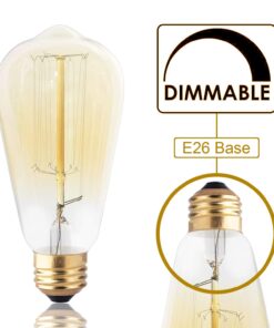 DSYJ for Edison Light Bulbs, Vintage 60 Watt Incandescent Light Bulbs E26 Base Dimmable Decorative Antique Filament Light Bulbs 252 Lumens, Ray Amber Warm 1 Pcs 1 Count (Pack of 1) 25 61N0UpmrjsL