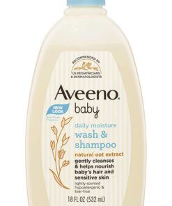 Aveeno Baby Daily Moisture Gentle Body Wash & Shampoo with Oat Extract, 2-in-1 Baby Bath Wash & Hair Shampoo, Tear- & Paraben-Free for Hair & Sensitive Skin, Lightly Scented, 18 fl. oz 39 61N7WQ te0L