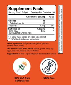 Vitamin Bounty CLA 1250mg - Conjugated Linoleic Acid, CLA for Women and Men, CLA Pills, CLA Capsules, Non Stimulating & Premium Quality - 90 Softgels 17 61NAEGl3kNS