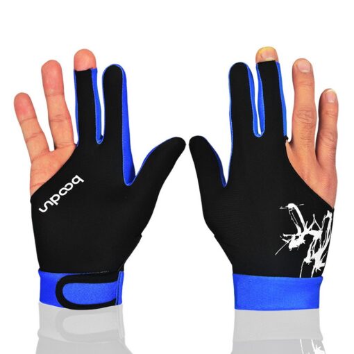 Anser M050912 Man Woman Elastic 3 Fingers Show Gloves for Billiard Shooters Carom Pool Snooker Cue Sport - Wear on The Right or Left Hand 1PCS (Blue, M)