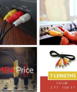 iMBAPrice 12 Feet 3RCA to 3RCA Audio and Video Cable in Gold Plated, Male to Male Composite AV Cable for TV Set Top Box, Speaker, Amplifier, DVD Player and More 16 61NC7xb1s7L