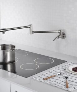 SUMERAIN Pot Filler Faucet Wall Mount,Brushed Nickel Finish and Dual Swing Joints Design Brushed Nickel 17 61NCMDEfTfS