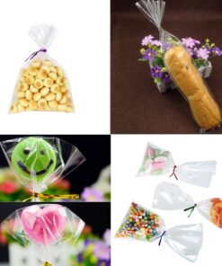 300 Pcs Clear Candy Bags with Ties Clear Cellophane Bags 4"x6" Cookie Bags with 6 Mix Colors Twist Ties - 1.4mils Thickness OPP Plastic Bags for Wedding Birthday Cake Pop Gift Candy Buffet Supplies 4''x6'' 12 61NDEhdtt L
