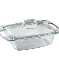 Pyrex Easy Grab 2-Qt Glass Casserole Dish with Lid, Tempered Glass Baking Dish with Large Handles, Dishwashwer, Microwave, Freezer and Pre-Heated Oven Safe 2 QT 22 61NEkA03RML