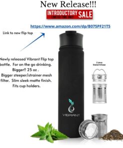 Vibrant All in ONE Travel Mug - Tea Infuser Bottle - Insulated HOT Coffee Thermos - Cold Fruit Infused Water Flask - Food Grade Leak Proof Tumbler Double Wall Stainless Steel 16.9 oz Blue 25 61NGqqaxW0L