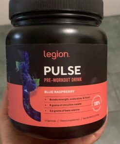 LEGION Pulse Pre Workout Supplement - All Natural Nitric Oxide Preworkout Drink to Boost Energy, Creatine Free, Naturally Sweetened, Beta Alanine, Citrulline, Alpha GPC (Blue Raspberry) Blue Raspberry 30 61NHL Q1c6L