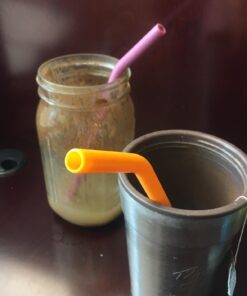 Softy Straws Wide Premium Reusable Silicone Drinking Straws + Patented Straw Squeegee - 9” Long With Curved Bend for 20/30/32oz Tumblers BPA Free Non Rubber, Flexible, Safe for Kids/Toddlers Assorted - Silicone 43 61NLgltJEHL