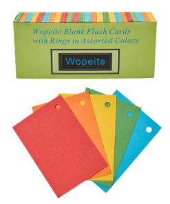 Alternative view of Wopeite Blank Flash Dispenser Box Cards with Rings in Assorted Colors 1000 Index Cards Single Hole Punched with 5 Rings,3.07 X 2.1 inches
