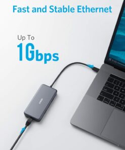 Anker USB C Hub Adapter, PowerExpand+ 7-in-1 USB C Hub, with 4K USB C to HDMI, 60W Power Delivery, 1Gbps Ethernet, 2 USB 3.0 Ports, SD and microSD Card Readers, for MacBook Pro and Other Laptops 25 61NOqjTmriL