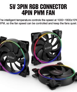 PCCOOLER 120mm Case Fan 3 Pack Moonlight Series, Computer Case Fan PWM High Performance Cooling PC Fans Dual Light Loop Quiet Fan/Multiple Light Modes with Controller for PC Cases 3IN1 42 61NP8bR7LwL