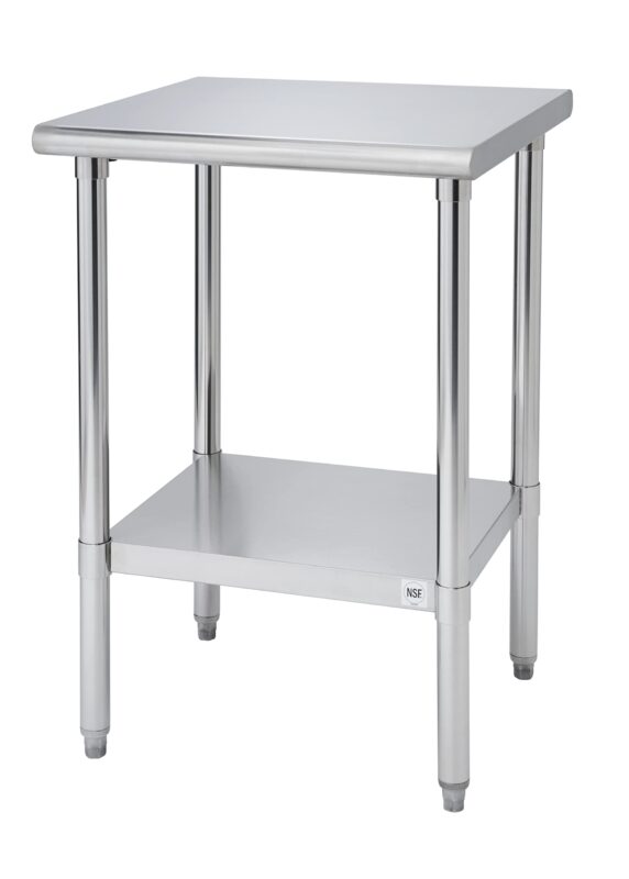 TRINITY EcoStorage Heavy Duty Stainless Steel Kitchen Prep Table with Adjustable Shelf for Commercial and Industrial Use, NSF Certified, 200 lb Capacity, 24”W x 24”D x 35”H 24 in