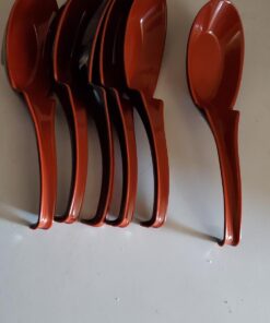 Happy Sales Melamine Soba, Rice Spoons, Chinese Won Ton Soup Spoon, Asian Red and Black, 6 Pack Notch & Hook Style 18 61NUXu97H3L