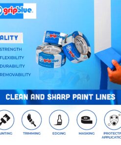 Alternative view of GripBlue Blue Painters Tape 2 inch Wide, Masking Tape Blue 1.88in x 60yds, 24 Rolls of Blue Paint Tape, 2 Inch Painters Tape for Sharp Lines, Blue Tape is Surface-Safe & Residue-Free 2 in/1.88 (Case 24)