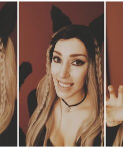 Happylifehere Long Fur Cat Ears and Cat Tail Set Halloween Party Kitty Cosplay Costume Kits (Black) Black 27 61NVsHa35L