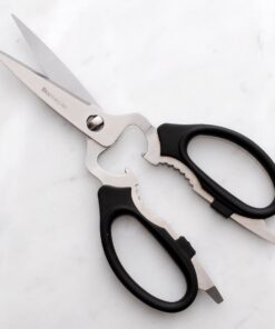 Messermeister 8-Inch Take-Apart Kitchen Scissors, Black - Includes Screwdriver, Nut Cracker, Jar Lid Opener/Gripper, Bottle Opener & Bone + Twig Cutter - Suitable for Lefties & Righties 14 61NXXTwD2KL