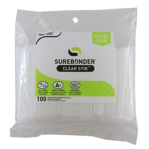 Surebonder DT-100 Made in the USA All Purpose Stik-Mini Glue Sticks-All Temperature-5/16"D, 4"L Hot Melt Glue Sticks-100/ Pack Mini Glue Sticks