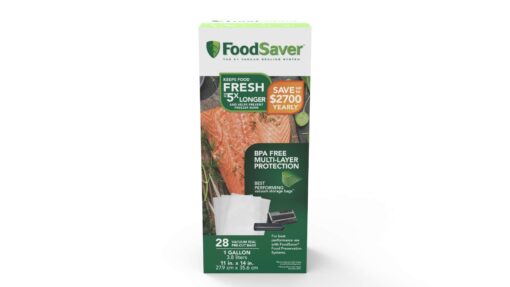 FoodSaver 1-Gallon Precut Vacuum Seal Bags with BPA-Free Multilayer Construction for Food Preservation, 28 Count