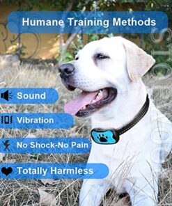 StopWoof Dog Bark Collar - Humane Care Modes, Vibration & Sound - No Shock Training Device For Small, Medium, Large Breeds - No Harm Deterrent Vibrating Control - Reflective & Automatic Without Remote 21 61NZVeu8ztL