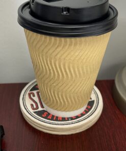 SPRINGPACK Disposable Paper Coffee Cups with Lids, 100 pack 12 oz Ripple Wall Insulated To Go Coffee Cups for Hot/Cold Beverage, Recyclable Takeaway Drinking Cups for Home Office Cafe Party 46 61NbNg i8IL