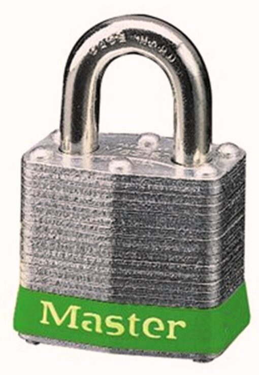 Master Lock 3GRN No. 3 Safety Lockout Padlock, Steel Body, Green Bumper