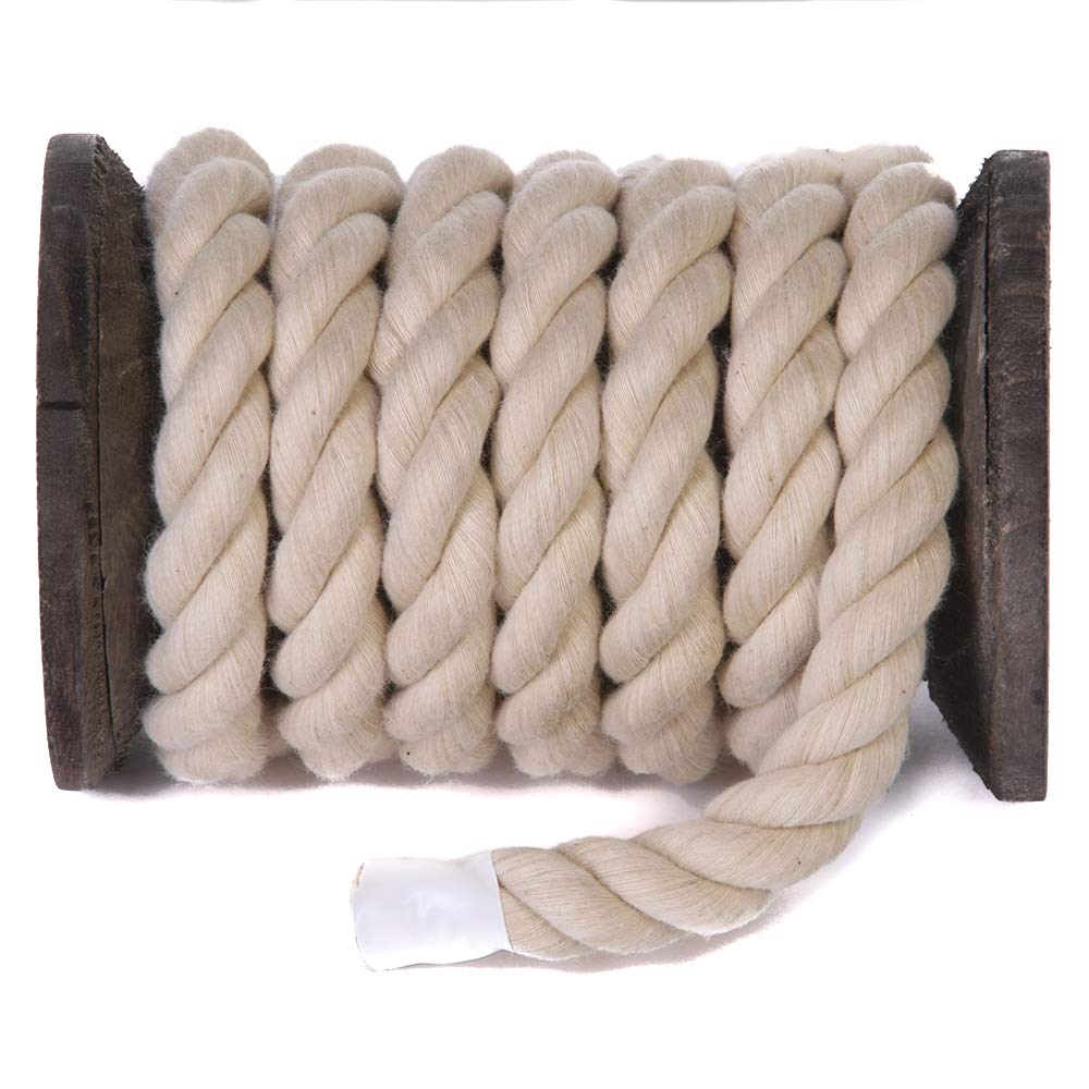 Ravenox Natural Twisted Cotton Rope | Made in The USA | Strong Triple-Strand Cordage for Sports, Décor, Pet Toys, Crafts, Macramé & Indoor Outdoor Use| by The Foot & Diameter (Multiple Color) Tan 1/4 Inch x 600 Feet 2 Ravenox Natural Twisted Cotton Rope | Made in The USA | Strong Triple-Strand Cordage for Sports, Décor, Pet Toys, Crafts, Macramé & Indoor Outdoor Use| by The Foot & Diameter (Multiple Color) Tan 1/4 Inch x 600 Feet - Image 2