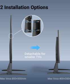 Alternative view of PERLESMITH Universal TV Stand Mount, Table Top TV Stand Holds up to 110lbs, Fits for 22-65 Inch TVs, Height Adjustable TV Legs Replacement with Max VESA 800 x 500mm - PSTVS01 Black
