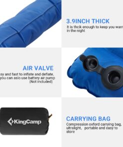 KINGCAMP Double Sleeping Pad, Comfortable Extra Thick 3.9in Camping Mattress 2 Person, Lightweight Inflatable Air Mat for Backpacking, Hiking, Tent Double-blue 19 61NgSdq6q L