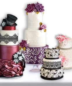 Large Pre-Made Ready to Use Edible Cake Lace Rose Scallop Ivory White 14-inch 10-piece Set 28 61NgVChwT L