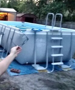 Intex 18ft X 9ft X 52in Ultra Frame Rectangular Pool Set with Sand Filter Pump, Ladder, Ground Cloth & Pool Cover 42 61Nhsy3R0hL