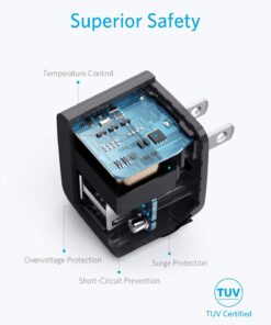 USB Charger, Anker 2-Pack Dual Port 12W Wall Charger Adapter, USB Charger Block with Foldable Plug, Charging Box Brick, Cube for iPhone 14 13 12 11 Pro Max, Galaxy S22 S21 Note 20, HTC, LG (Black) 2pack Black 1 17 61NjSgNQUvL