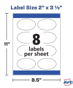 Avery Printable Blank Oval Labels, 2" x 3-1/3", Glossy White, 80 Customizable Labels (22820) 25 61Nk3x09S