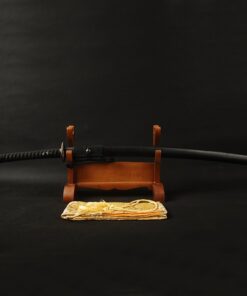 Alternative view of Cool Black Blade Auspicious Bird Iron Tsuba Japanese Samurai Katana Sword Clay Tempered Folded Steel 32768 Layers Full Tang