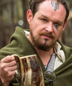 Norse Tradesman XL Viking Drinking Horn Mug - 100% Authentic Beer Horn Tankard With Hardwood Bottom & Ring Engravings | The Eternal, Low Polish, approx. 30 oz 36 61NnHFEOA2L