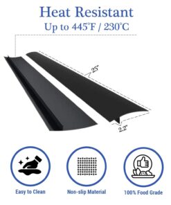 ITEMporia Silicone Stove Gap Covers (2 Pack), Easy Clean Heat Resistant Oven Gap Filler To Seal Between Stovetop and Counter (25 Inches, Black) 25 Inches 20 61NncCPcGmL