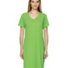 LAT Ladies 100% Cotton Jersey Short Sleeve V-Neck Swim Cover-up Dress (3522) Key Lime Large-X-Large