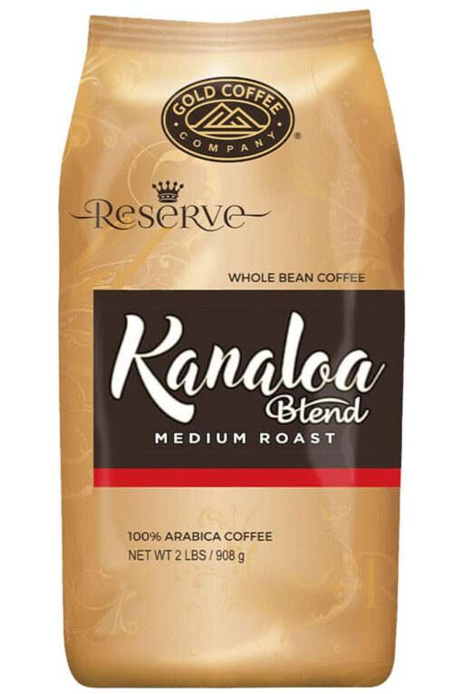 Gold Coffee Kanaloa Blend: Medium Roast Whole Bean Coffee 2lbs (Pack of 1) - Coffee Beans with Smooth, Refreshing, and Deliciously Complex with Milk Chocolate, Floral Honey, and Sweet Lemon Notes 2 Pound (Pack of 1)