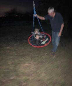 Giant 40 Inch Spider Web Tree Swing, 600 lb Weight Capacity, Durable Steel Frame, Waterproof, Adjustable Ropes, Flag Set and 2 Carabiners, Non-Stop Fun for Kids! Red 27 61NwK2mv58L