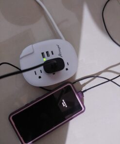 Alitayee USB C Travel Power Strip,Portable Power Strip with 3 Outlets 3 USB Ports Fast Charge, USB Extension Cord with Flat Plug and 4ft Wrapped Around Extension Cord for Cruise Travel Home Office 15.5W USB-4FT 02-White 27 61NzsdUZMLL