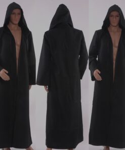 Allten Men's Costume Halloween Black Tunic Hooded Robe Cloak M 6 61O0jutW3pL