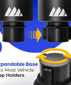 Integral Ultimate Expander Car Cup Holder - Adjustable Base - Expander & Organizer for Vehicles - Compatible with Coffee Mug, Yeti 14/24/36/46oz, Ramblers, Hydro Flasks 32/40oz, 3.4"-4.0" Bottles Black 1 Pack 24 61O3M3 JsTL 3