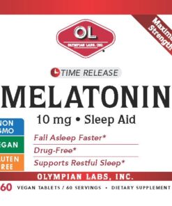 Olympian Labs Melatonin 10mg Time Release with Vitamin B6 - Maximum Strength Tablets - Drug-Free, Supports Restful Sleep, Nighttime Sleep Aid - 60 Vegan Tablets (60 Servings) 13 61O3mryJnEL