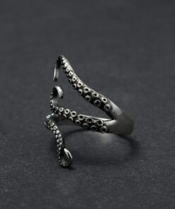 AZYOUNG 316L Stainless Steel Pirate Octopus Ring Tentacles Black S-shaped One Size Opening Ring 21 61O40G9TdPL